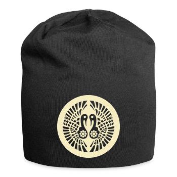 Vintage Oriental Pale Yellow Ikko Ikki Japan Mon - Jersey Beanie - black - Front