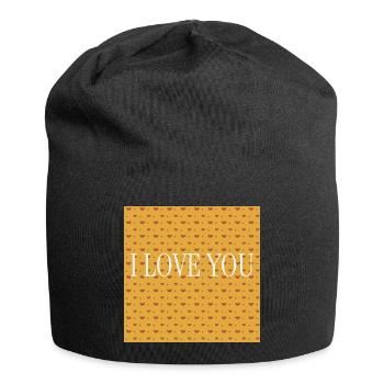 I Love You Orange Heart Pattern - Jersey Beanie - black - Front