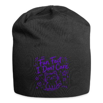 Fun Fact: I Don't Care - Funny Cat - Jersey Beanie - black - Front