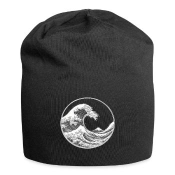 Japanese Wave & Fuji – Ukiyo-e Circle Design Wei - Jersey Beanie - black - Front