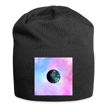 Earth globe in pastel nebula - Jersey Beanie - black - Front