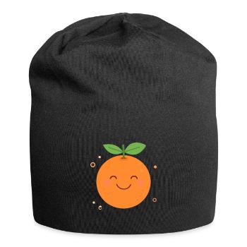 Orange Kawaii Orange – Sweet Fruit Illustration - Jersey Beanie - black - Front