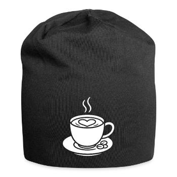 Coffee cup with heart for connoisseurs - Jersey Beanie - black - Front