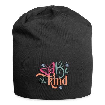 Be Kind Butterfly Floral Design - Jersey Beanie - black - Front
