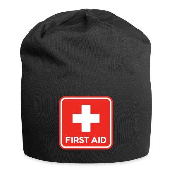 First Aid Red Medical Cross Healthcare Safety  - Jersey Beanie - black - Front
