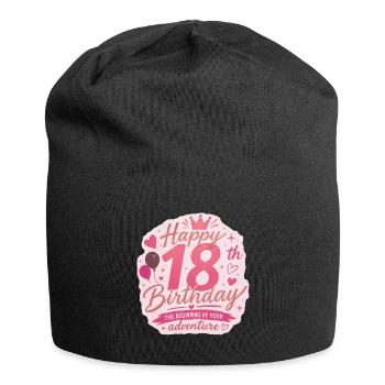 Pink 18th Birthday Adventure Badge - Jersey Beanie - black - Front