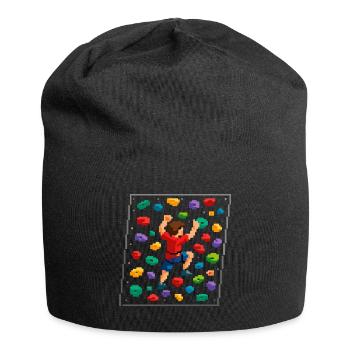 Retro Pixel Art Bouldering 8-Bit Climbing Wall - Jersey Beanie - black - Front