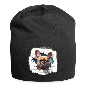 French Bulldog Cartoon - Jersey Beanie - black - Front