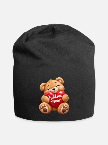 Teddy Herz Umarmung Motiv - Jersey-Beanie - Schwarz