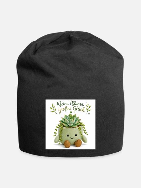 Kleine Pflanze, großes Glück - Jersey-Beanie - Schwarz