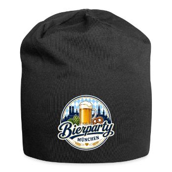 Bierparty München – Bavarian Beer Style 🍺🥨 - Jersey-Beanie - Schwarz - Vorne