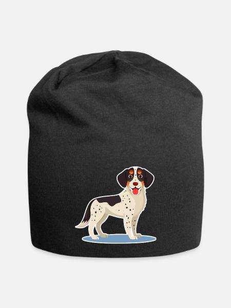 Dreifarbiger Hund (Tupfen im Fell) - Jersey-Beanie - Schwarz