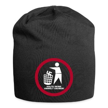 Gegen Rechts - Halte deine Umwelt sauber - FCK NZS - Jersey-Beanie - Schwarz - Vorne