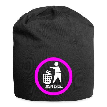 Gegen Rechts - Halte deine Umwelt sauber - FCK NZS - Jersey-Beanie - Schwarz - Vorne