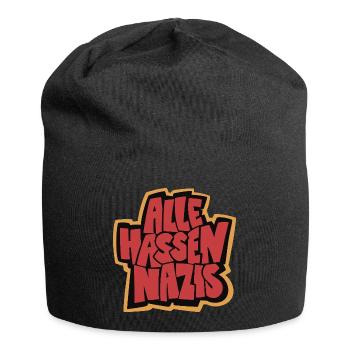 Alle_hassen_Nazis_gelb_rot_schwarz - Jersey-Beanie - Schwarz - Vorne
