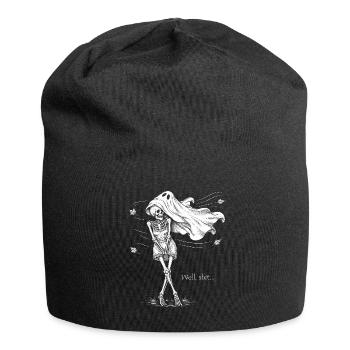 Skelett als Geist - Lustiges Halloween Design - Jersey-Beanie - Schwarz - Vorne
