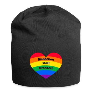 MENSCHEN STATT GRENZEN. BOTSCHAFT GEGEN RECHTS - Jersey-Beanie - Schwarz - Vorne