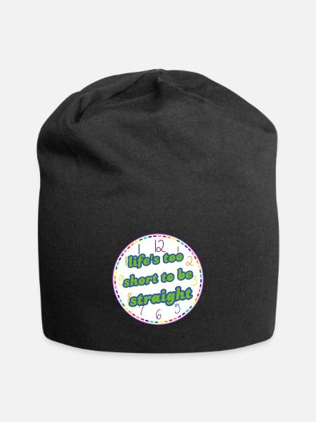 Das Leben ist zu kurz, um gerade zu sein - Jersey-Beanie - Schwarz