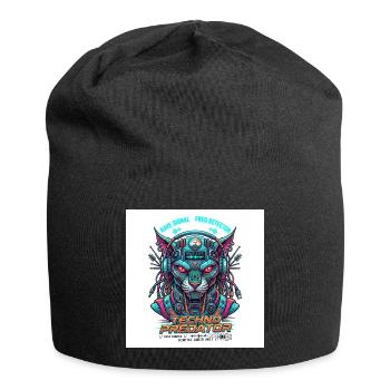 Techno Predator // Rave Cyberpunk Panther - Jersey-Beanie - Schwarz - Vorne
