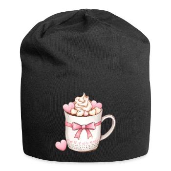 Herzcreme-Tasse - Jersey-Beanie - Schwarz - Vorne
