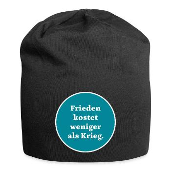 Frieden kostet weniger als Krieg - Jersey-Beanie - Schwarz - Vorne
