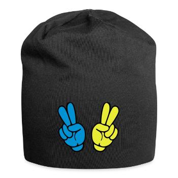 hand peace comic symbol frieden - Jersey-Beanie - Schwarz - Vorne