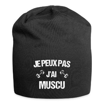 Je peux pas j ai muscu - Bonnet en jersey - noir - Devant