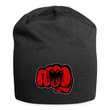 Albanien Flagge Hand Faust - Jersey-Beanie - Schwarz - Vorne