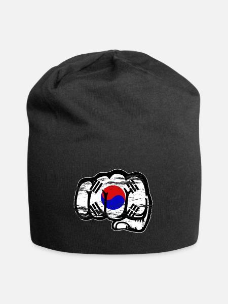 Südkorea Flagge Hand Faust used - Jersey-Beanie - Schwarz