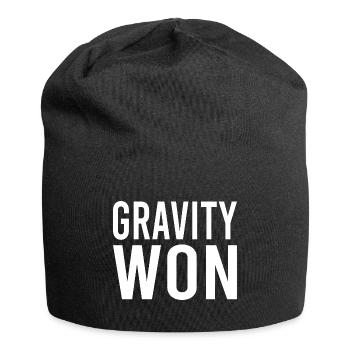 Gravity Won Bold Statement Humor Tee - Jersey Beanie - black - Front