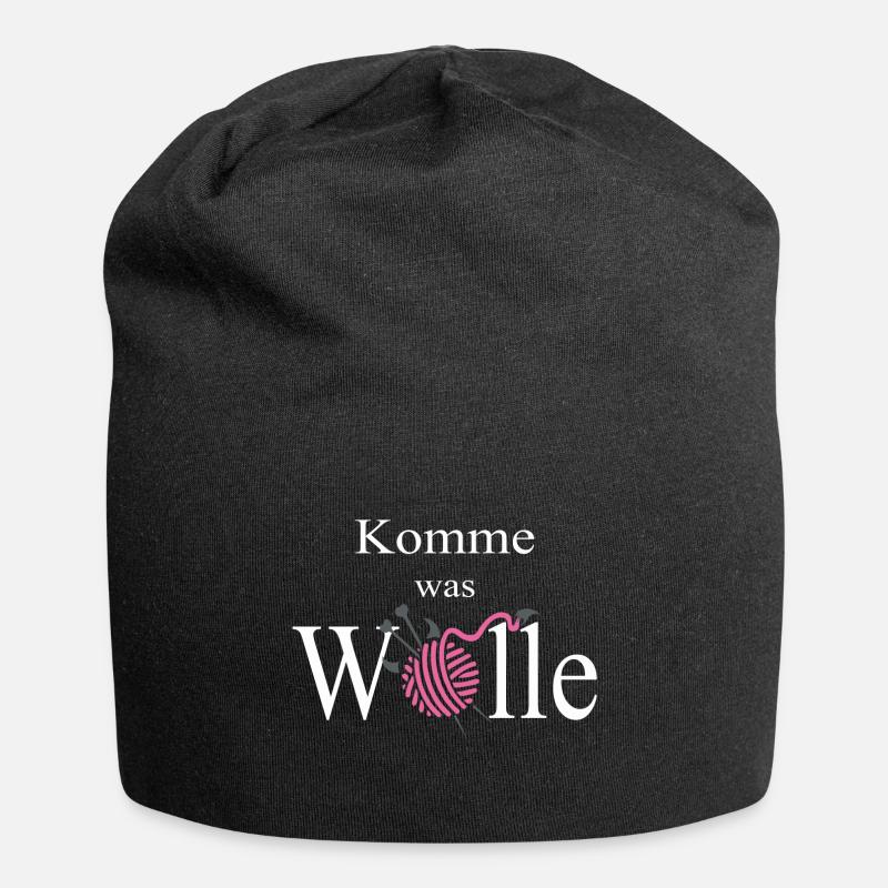 Wolle - Jersey-Beanie - Schwarz