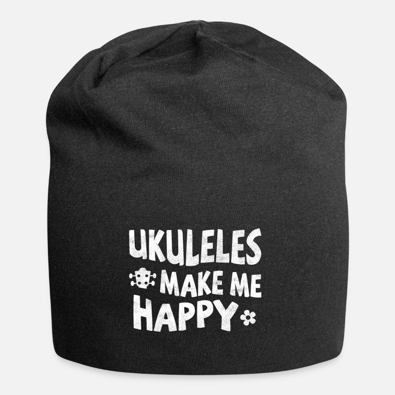 Ukuleles make me happy - Jersey-Beanie - Schwarz