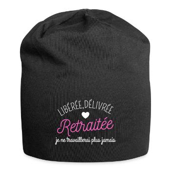 tee shirt retraite libérée retraitée humour cadeau - Bonnet en jersey - noir - Devant