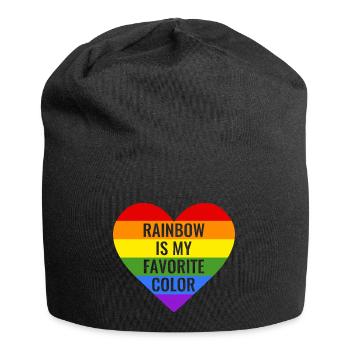 Regenbogen ist meine Lieblingsfarbe - Jersey-Beanie - Schwarz - Vorne