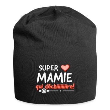 Super mamie qui déchire. - Bonnet en jersey - noir - Devant