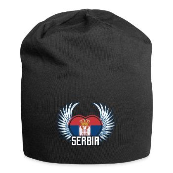 Serbien - Jersey-Beanie - Schwarz - Vorne