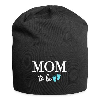 MOM TO BE Junge Baby Schwangerschaftsankündigung - Jersey-Beanie - Schwarz - Vorne