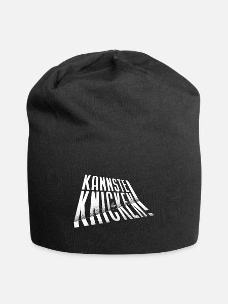Handlettering „Kannste knicken!“ - Jersey-Beanie - Schwarz
