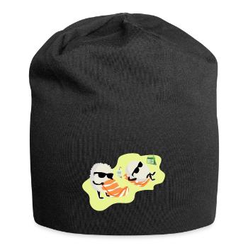 Sushi Lachs Reis Sonnenbaden Geschenkidee - Jersey-Beanie - Schwarz - Vorne