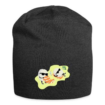 Sushi Lachs Reis Sonnenbaden Geschenkidee - Jersey-Beanie - Anthrazit - Vorne