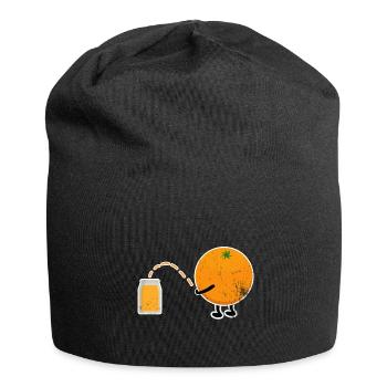 Orange Orangensaft Veganer Geschenkidee - Jersey-Beanie - Schwarz - Vorne