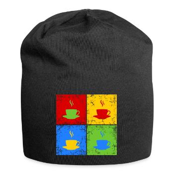 Café thé cappuccino - Bonnet en jersey - noir - Devant