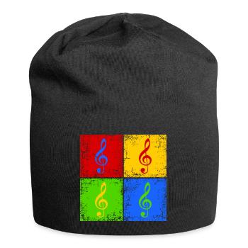 Notenschlüssel Pop-Art - Jersey-Beanie - Schwarz - Vorne