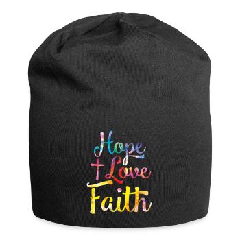espère amour foi croix - Bonnet en jersey - noir - Devant