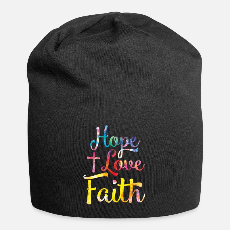 hoffnung liebe glaube kreuz - Jersey-Beanie - Schwarz
