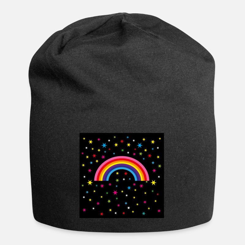 12 rainbow starry sky - Jersey Beanie - black