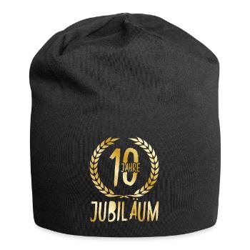10 Jahre Jubiläum Gold - Jersey-Beanie - Schwarz - Vorne