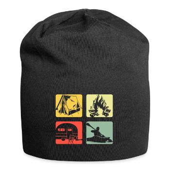 camping caravan kayak gift outdoor camping - Jersey Beanie - black - Front