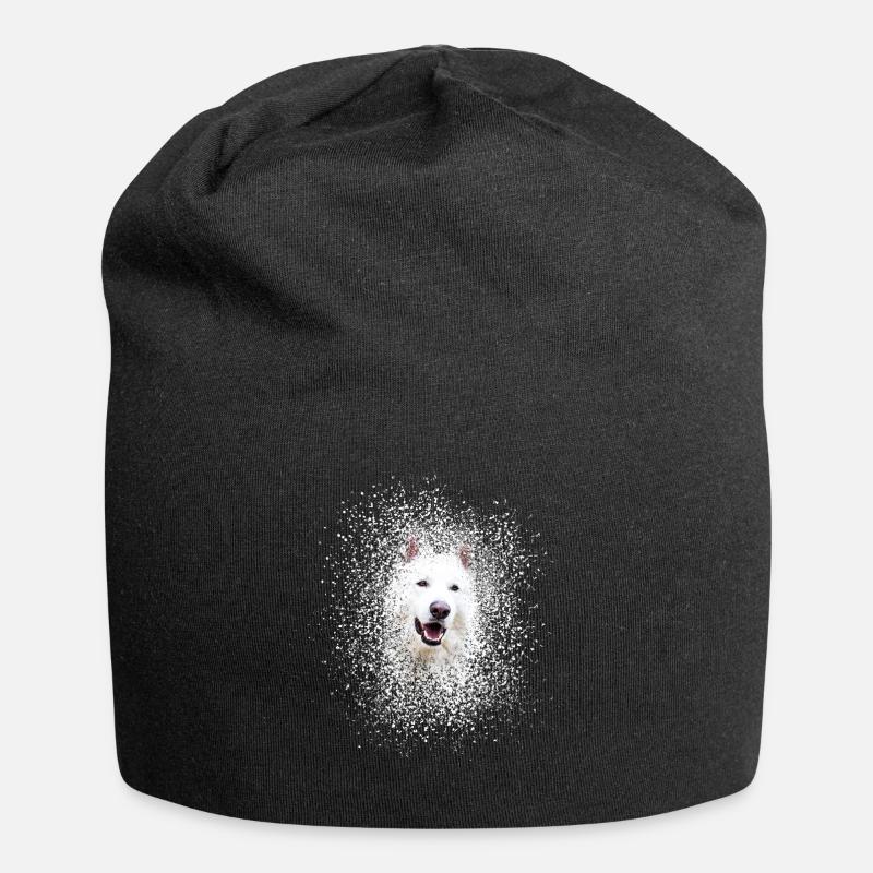 Weißer Schweizer Schäferhhund - Jersey-Beanie - Schwarz