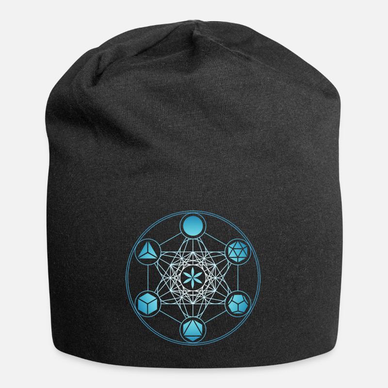 Metatrons Cube, Sacred Geometry, Body - Jersey Beanie - black
